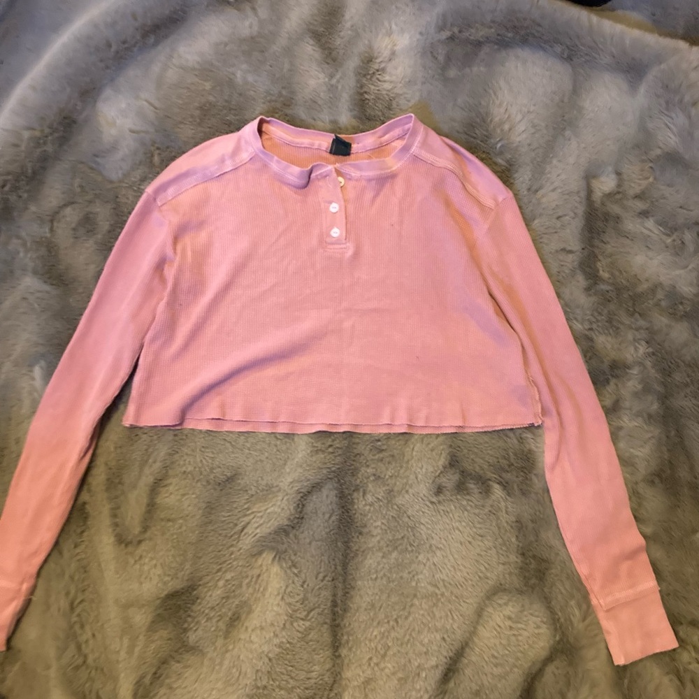 Pink thermal cropped long sleeve